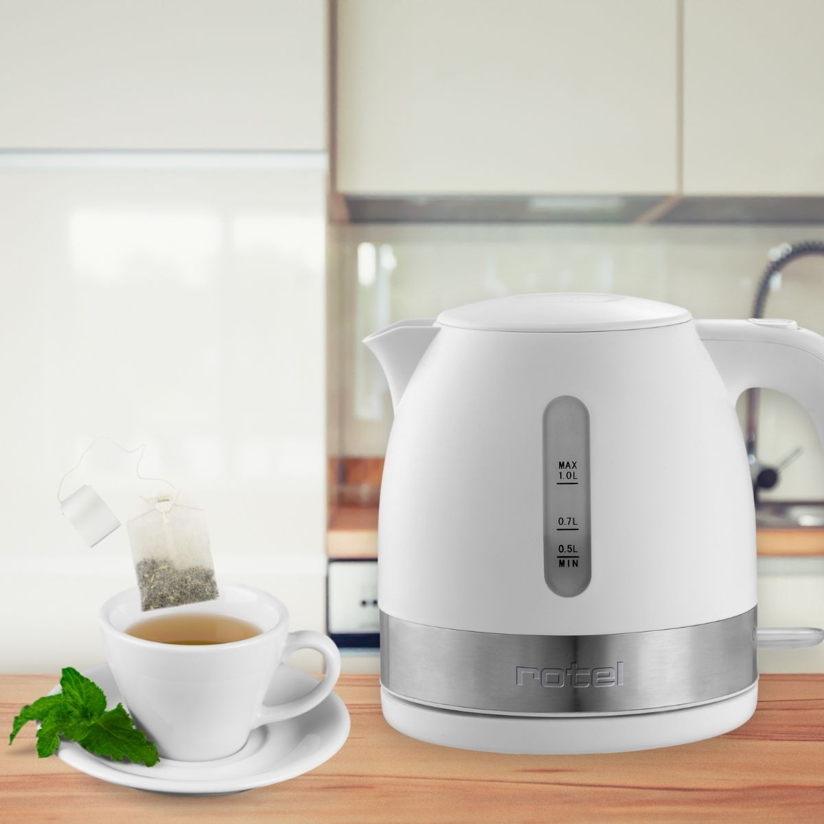 Bouilloire électrique plastique cerclée inox sans fil 1 litre Rotel Rotel - Mathon - 2