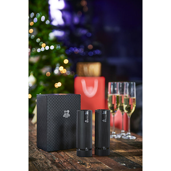 Coffret duo de moulins à poivre et à sel électriques Line noir mat 15 cm Peugeot - Mathon - 2
