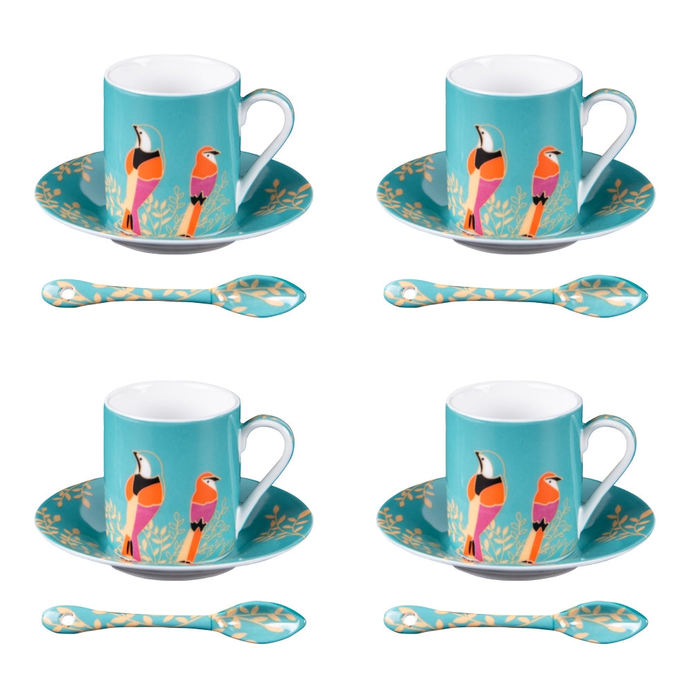 Coffret de 4 tasses à café Paraiso 10 cl, sous tasses et cuillères Table passion - Mathon - 1