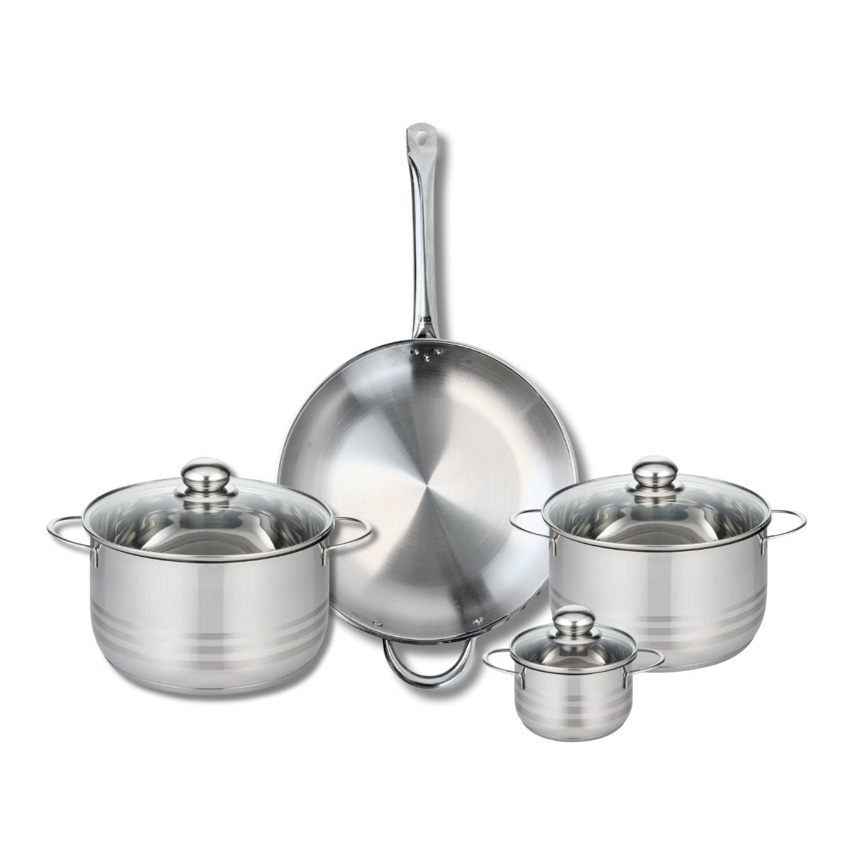 Ensemble de 1 Poêle de cuisson 32 cm et 3 faitouts 12, 20 et 24 cm  Profi Brillant Elo - Mathon - 1