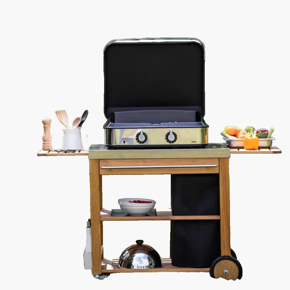 Plancha gaz Eno 65 Enosign inox et noir 2 brûleurs 56 x 40 ENO - Mathon - 1