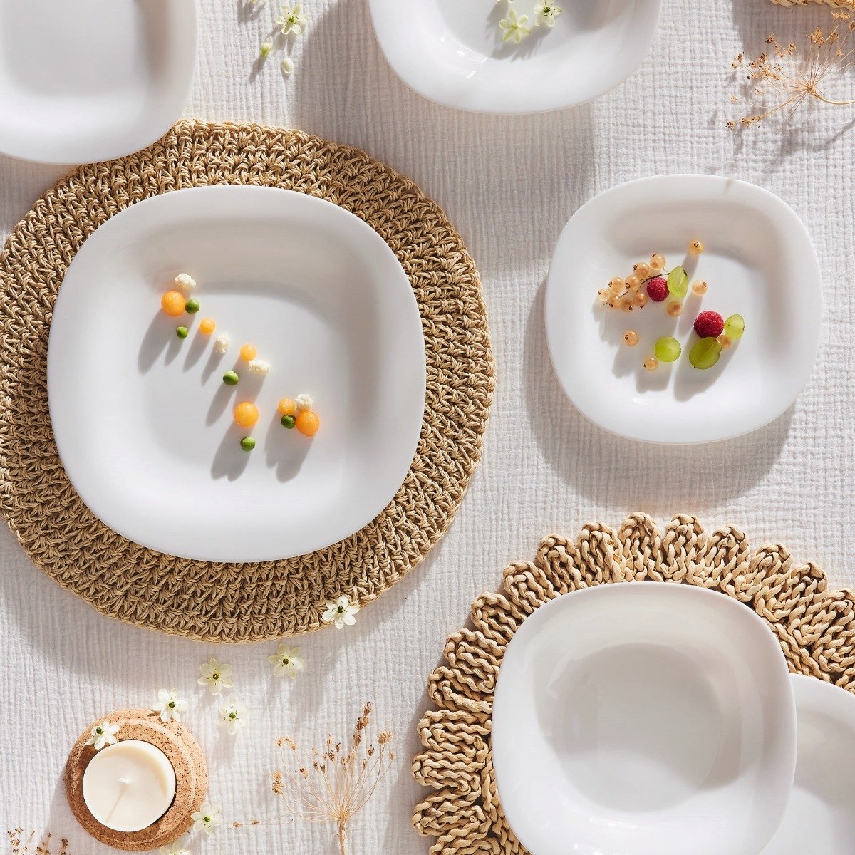 Service de table 18 pièces Carine blanc - Luminarc - Opale trempé extra résistant Luminarc - Mathon - 3