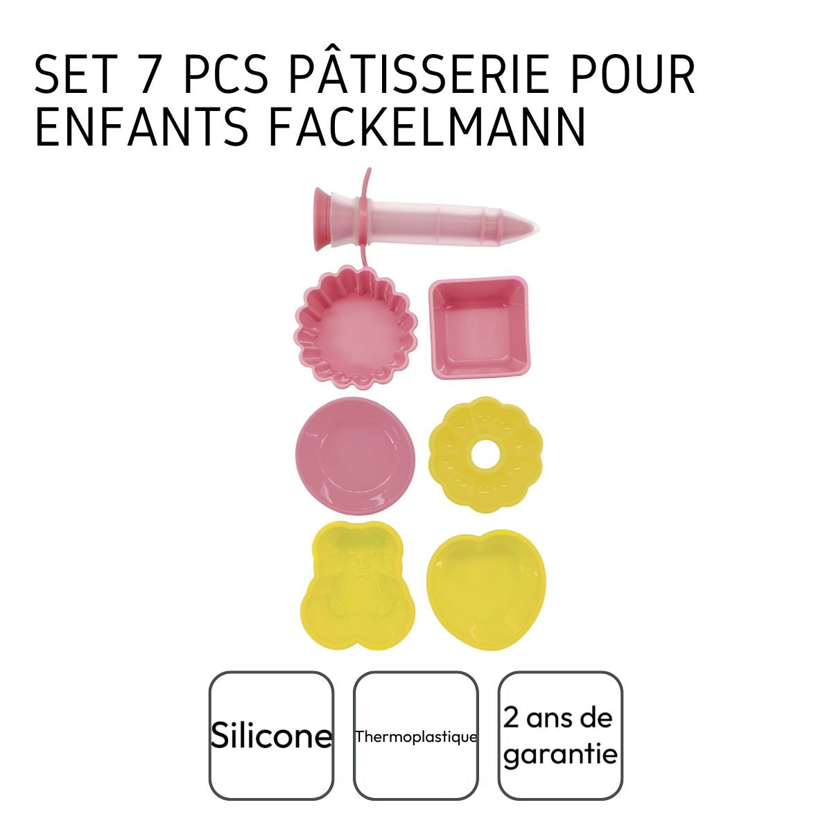 Set de 7 ustensiles de pâtisserie avec stylo de décoration et mini moules  Mini Monsters Fackelmann - Mathon - 4