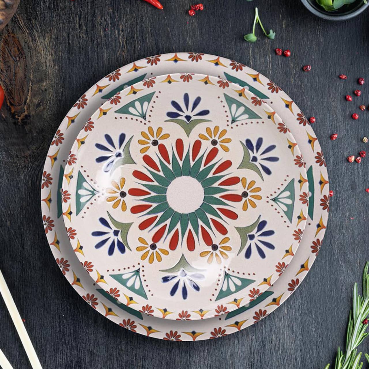 6 assiettes creuses 21cm Coimbra Santa Clara - Mathon - 3