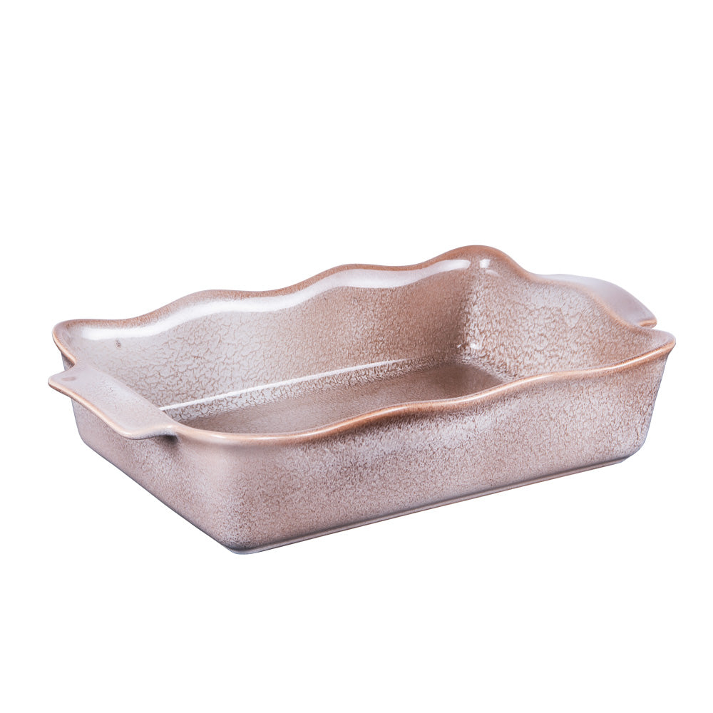 Plat à four rectangle Ely 36x21x8 cm brun Table passion - Mathon - 1