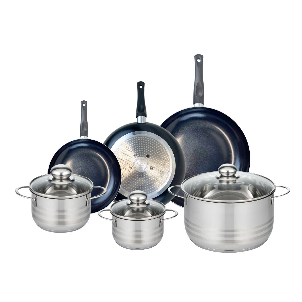 Ensemble de 3 Poêles de cuisson 20, 24 et 28 cm et 3 faitouts 14, 16 et 24 cm  Prima Brillant Elo - Mathon - 1