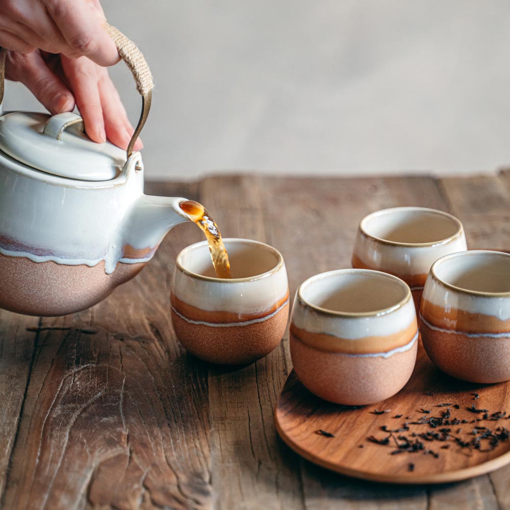 Coffret théière 0,8L avec 4 gobelets camel Table passion - Mathon - 4