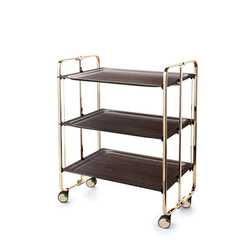 Desserte pliante 3 niveaux avec roulettes – structure recouverte d