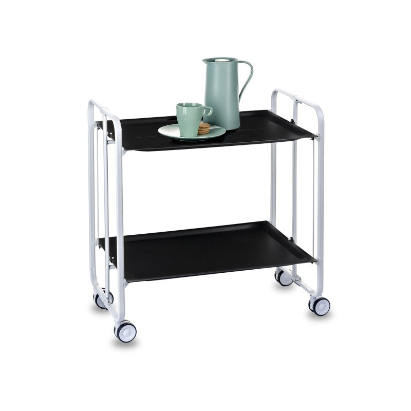 Desserte pliante 2 niveaux avec roulettes – structure blanche, bauhaus Don Hierro - Mathon - 4