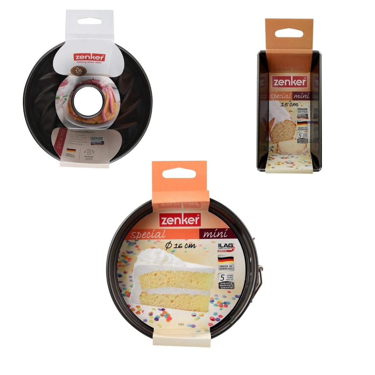 Set de 3 mini moules à cake 15 cm, charnière 16 cm et kouglof 18 cm Zenker Spécial Mini Zenker - Mathon - 8