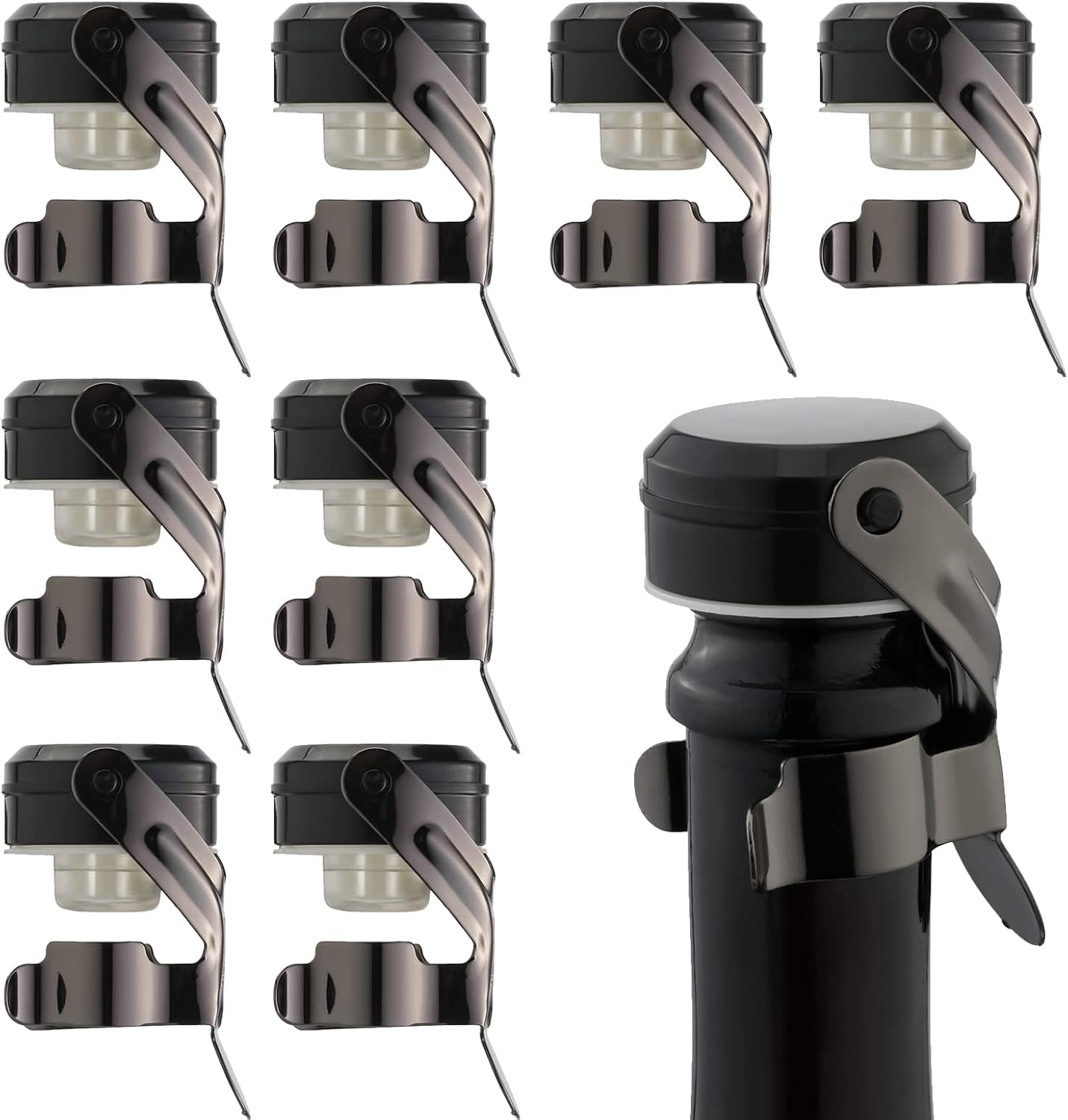 8 Bouchon de vin et champagne réutilisable en inox et silicone Vendos85 - Mathon