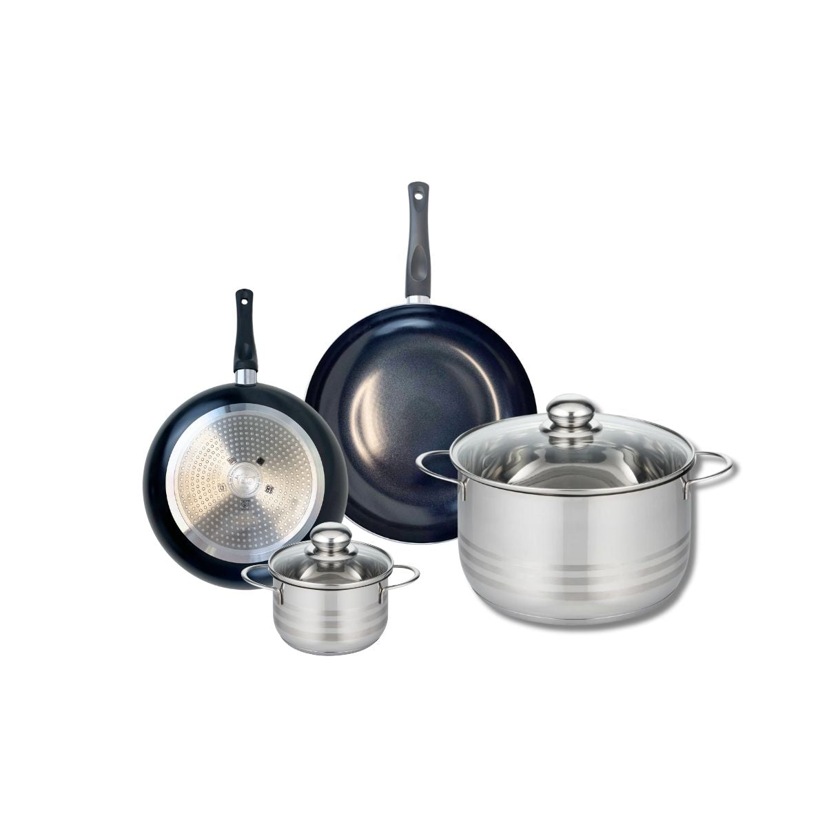 Ensemble de 2 Poêles de cuisson 20 et 24 cm et 2 faitouts 12 et 24 cm  Prima Brillant Elo - Mathon - 1