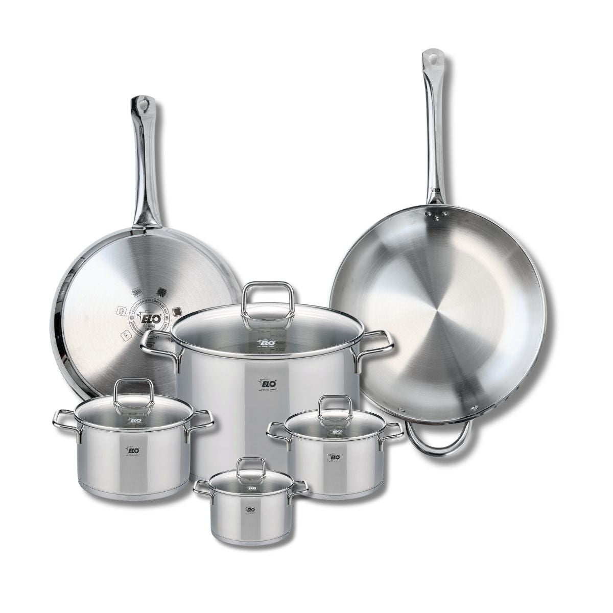 Ensemble de 2 Poêles de cuisson 28 et 32 cm et 4 faitouts 12, 14, 16 et 26 cm  Profi Citrin Elo - Mathon - 1