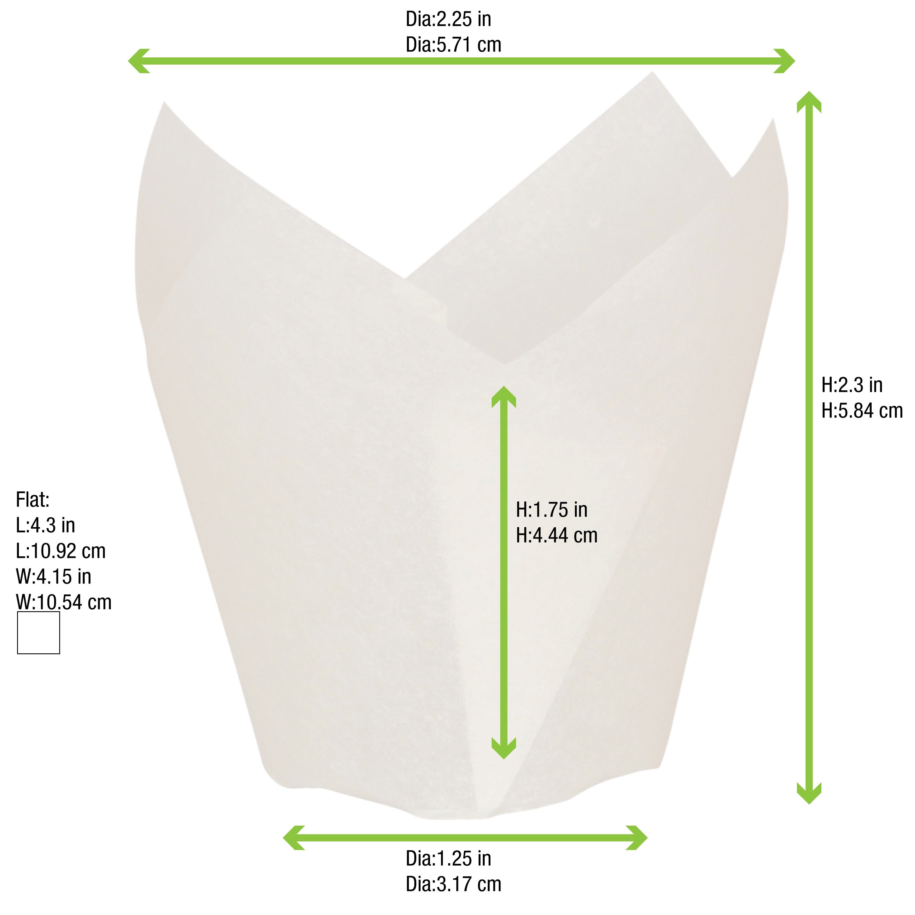 100Pcs - Caissette de cuisson forme tulipe en papier blanc siliconé   H60mm FirstPack - Mathon - 3