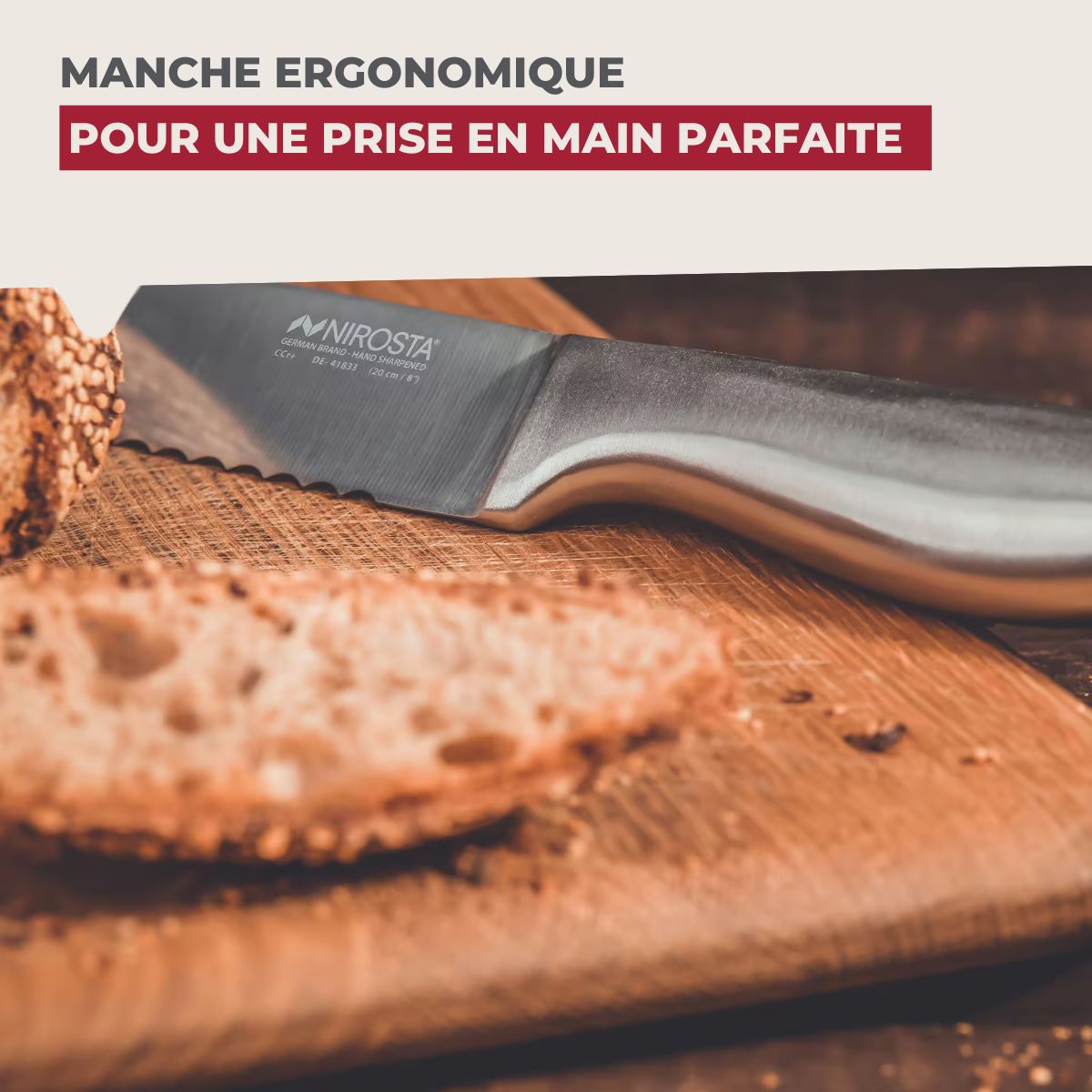 Ensemble de 2 Couteaux à pain en inox 33,5 cm en tout Nirosta - Mathon - 5