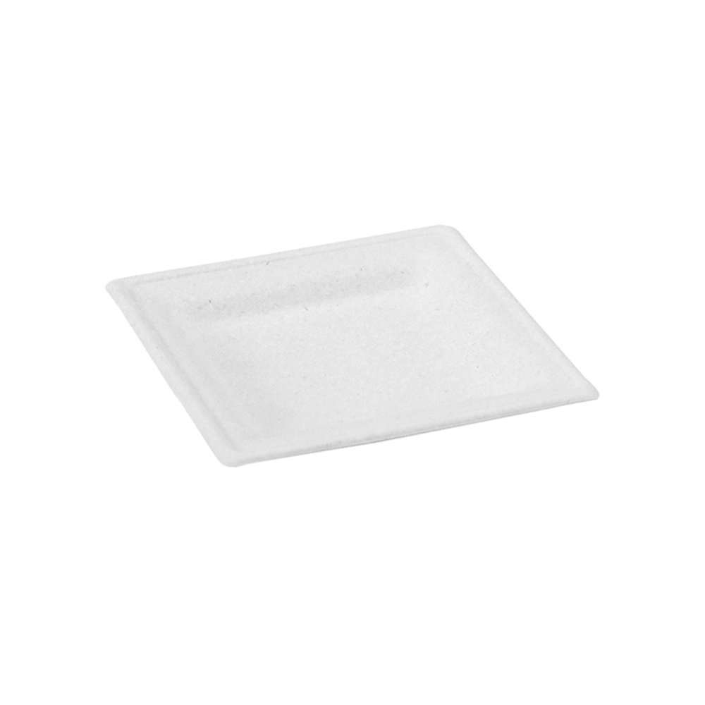 50Pcs - Assiette carrée blanche en pulpe  160x160mm FirstPack - Mathon - 2