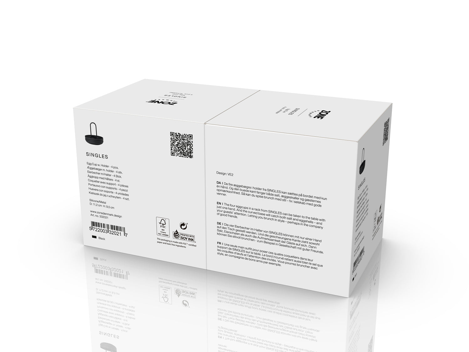 Set de 4 coquetiers avec support SINGLES en silicone Noir Zone Denmark - Mathon - 5