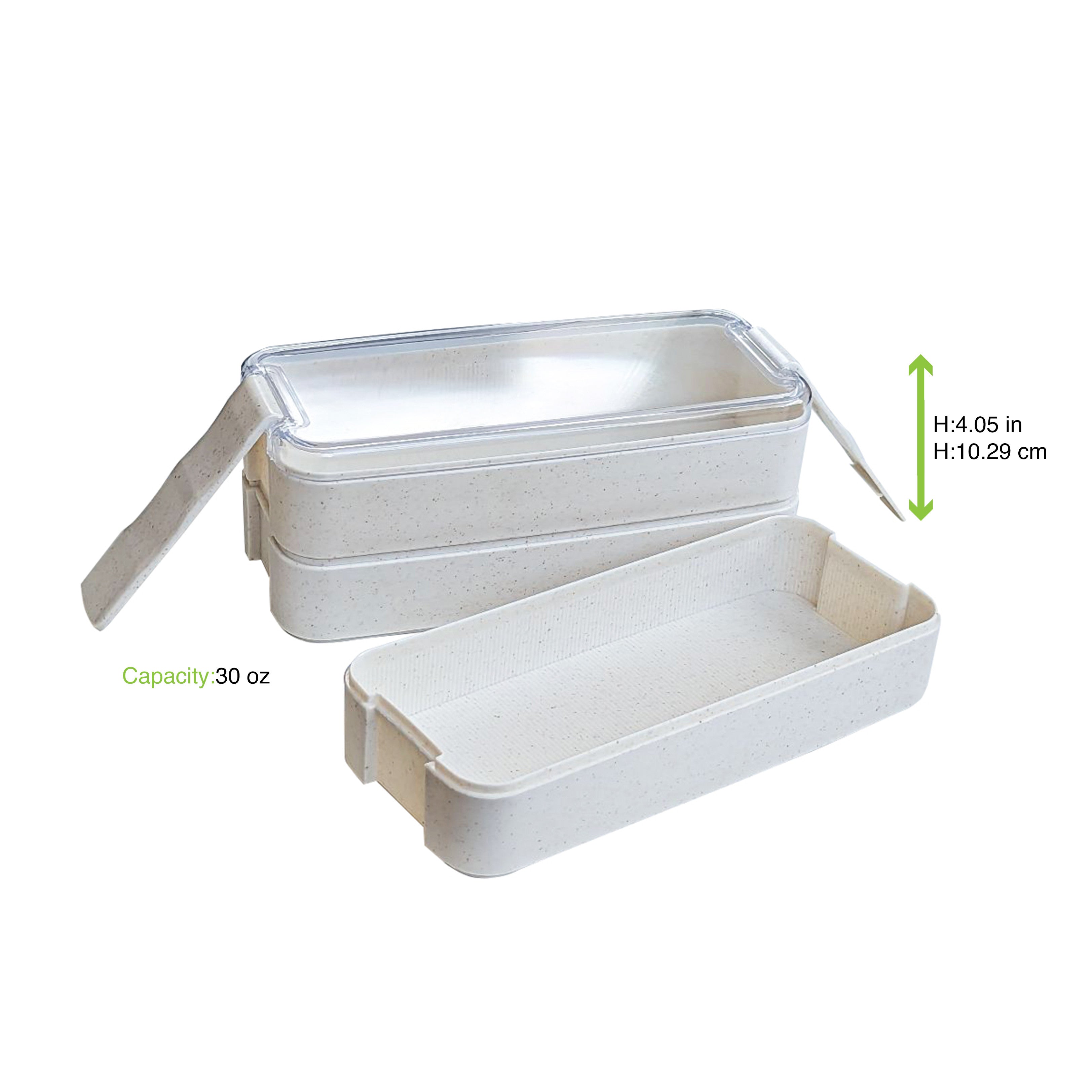 20Pcs - Boîte Bento 3 compartiments réemployable composite beige 185x80x103mm 900ml FirstPack - Mathon - 2