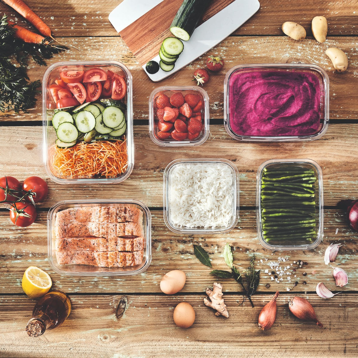 Lot de 3 boites Pure Box Active - carrées- Verre trempé - Hermétique et Extra résistant - 122 + 76 + 38 cl Luminarc - Mathon - 5