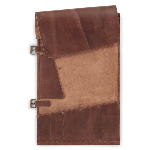 Trousse à couteaux artisanale en cuir 5 emplacements cognac Witloft - Mathon - 2