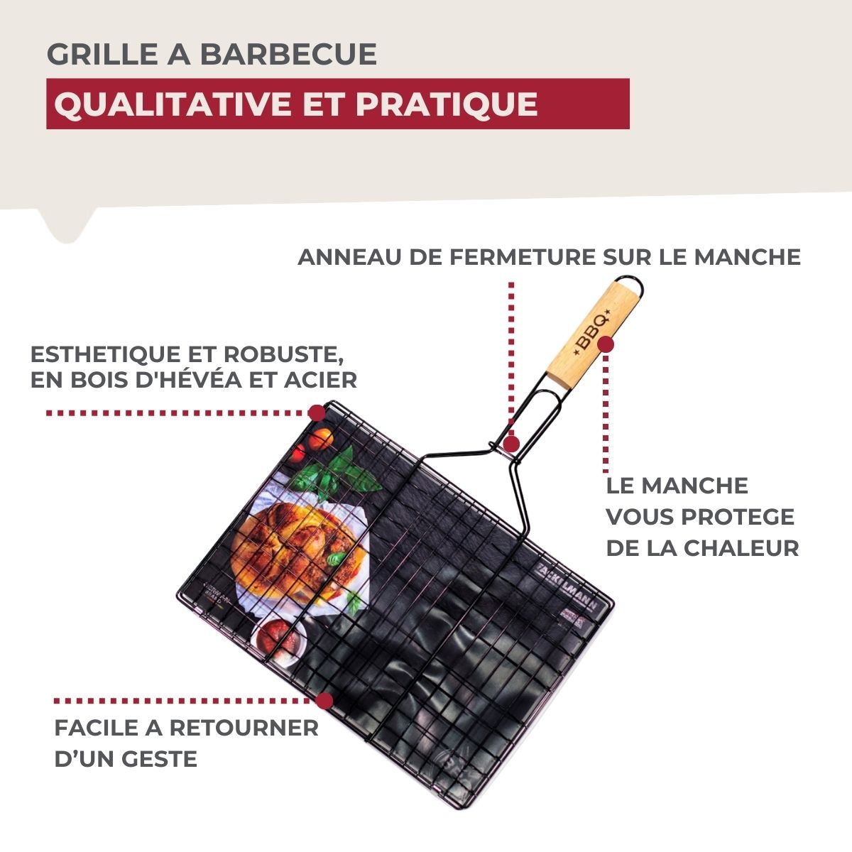 Grille de barbecue 35 x 25,5 x 54 cm  BBQ Edition Fackelmann - Mathon - 4