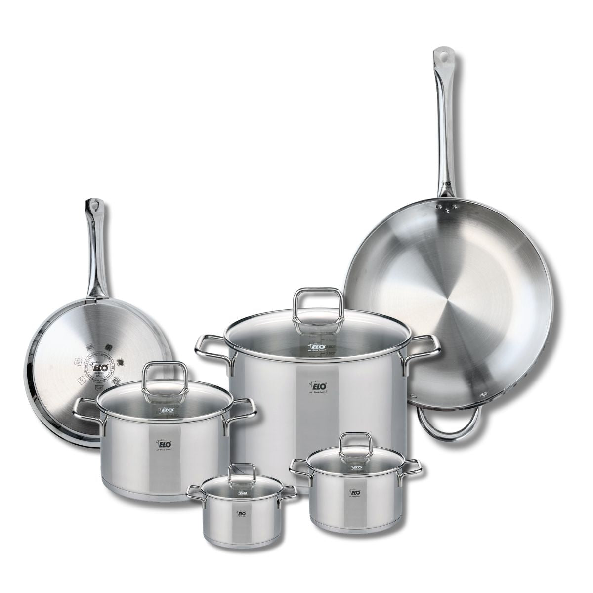 Ensemble de 2 Poêles de cuisson 24 et 32 cm et 4 faitouts 12, 14, 20 et 26 cm  Profi Citrin Elo - Mathon - 1