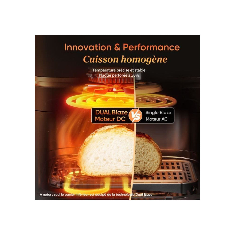 Friteuse Sans Huile   - Turbo Tower Pro Smart - Capacité 10,8l - 2 Cuves - 7 Programmes - 2630w - Noir Cosori - Mathon - 3