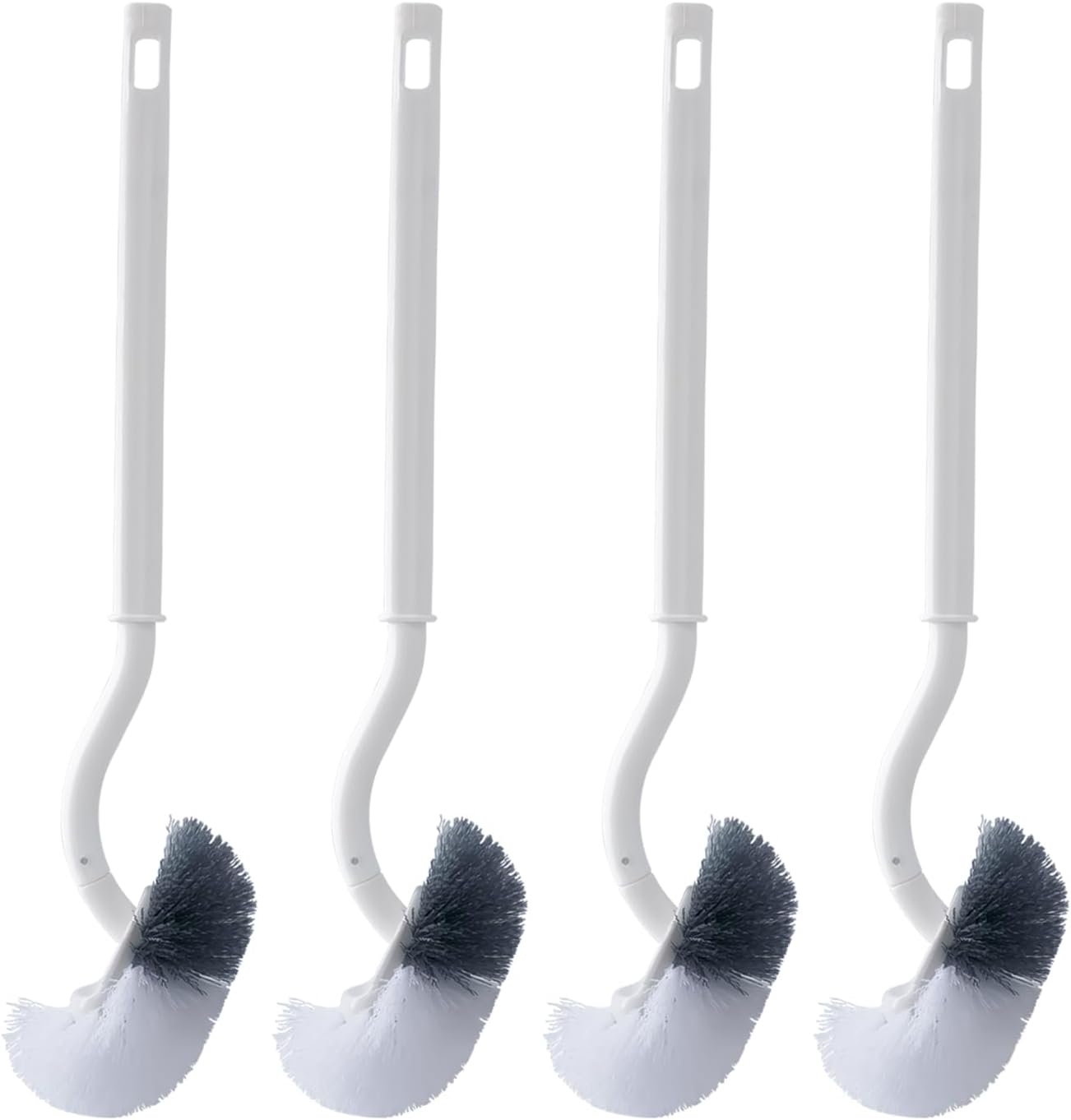Lot de 4 Brosses WC Silicone Blanches – Manche Long & Nettoyage Profond Vendos85 - Mathon