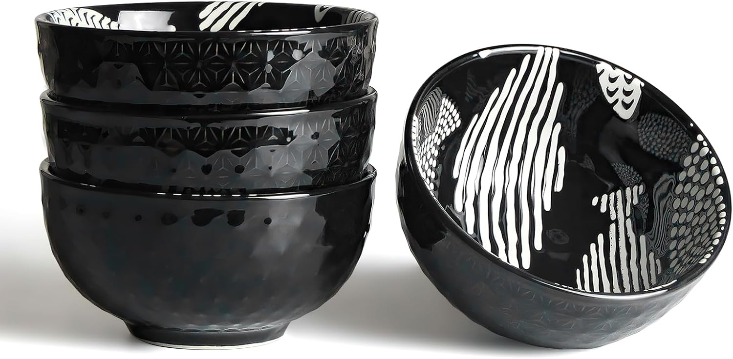 Bol à céréales en céramique 350 ml – léger et résistant noir poisson Vendos85 - Mathon