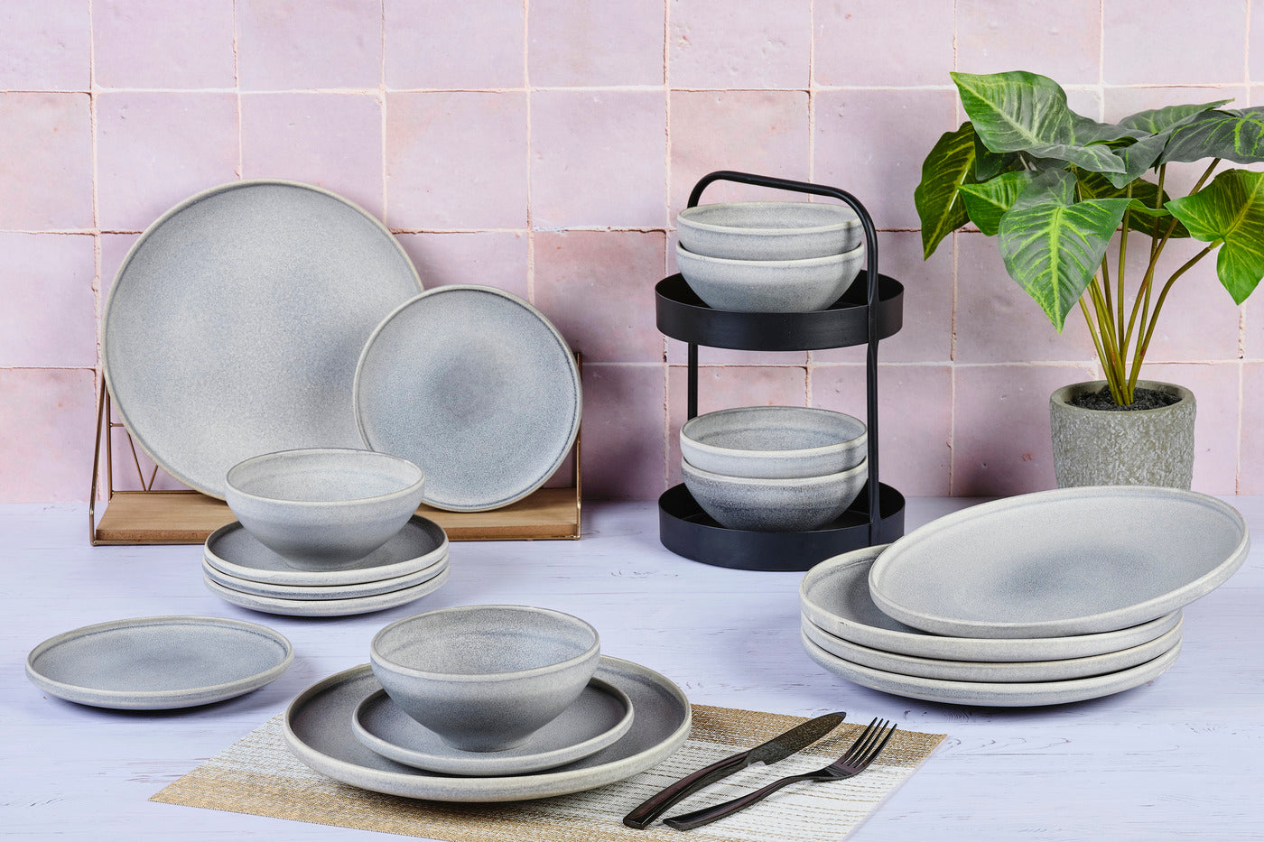 Service Les Essentiels STONE - 18 pièces - Gris lune Björn - Mathon - 2