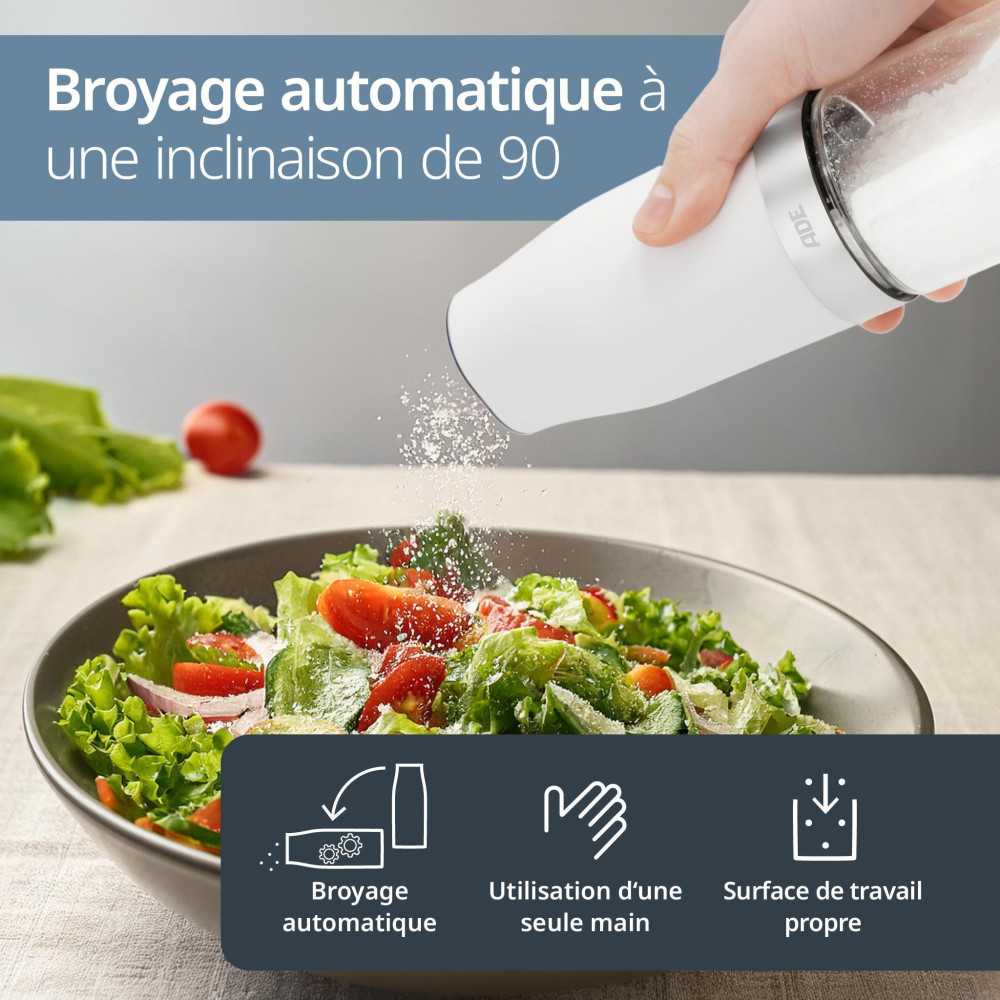 Lot De 2 Moulins électrique - Ade - Mill - Verre/synthétique - H 18,3 Cm - Noir & Blanc ADE - Mathon - 4