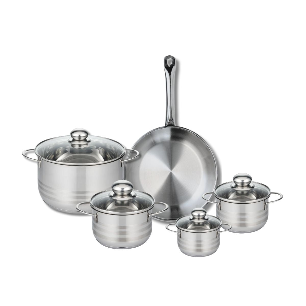Ensemble de 1 Poêle de cuisson 28 cm et 4 faitouts 12, 14, 16 et 24 cm  Profi Brillant Elo - Mathon - 1