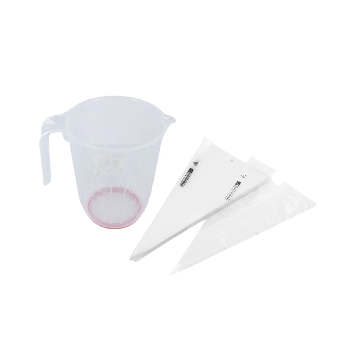 Set de 100 poches à douilles professionnelles jetables 50 cm et Verre doseur transparent en plastique 1 litre Fackelmann - Mathon - 1