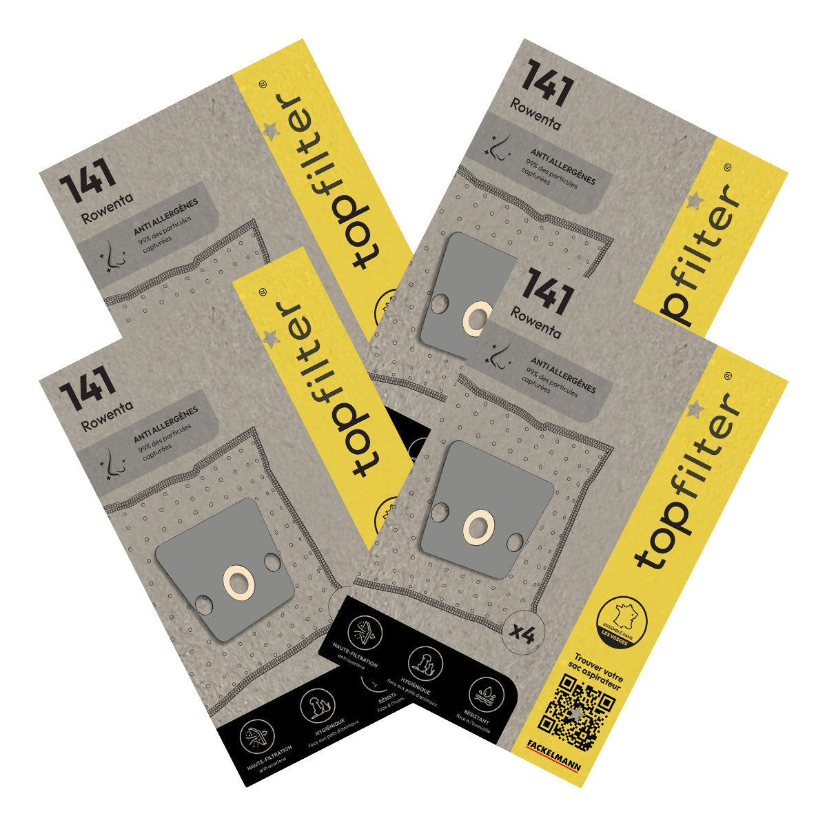 Lot de 4 packs de 4 sacs aspirateur 64141 Rowenta TopFilter Premium TopFilter - Mathon - 1