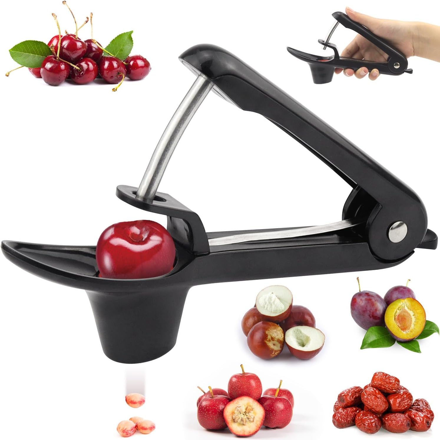 Dénoyauteur de Cerise pour Enlever les Olives, les Cerises, les Dattes Rouges noir Vendos85 - Mathon