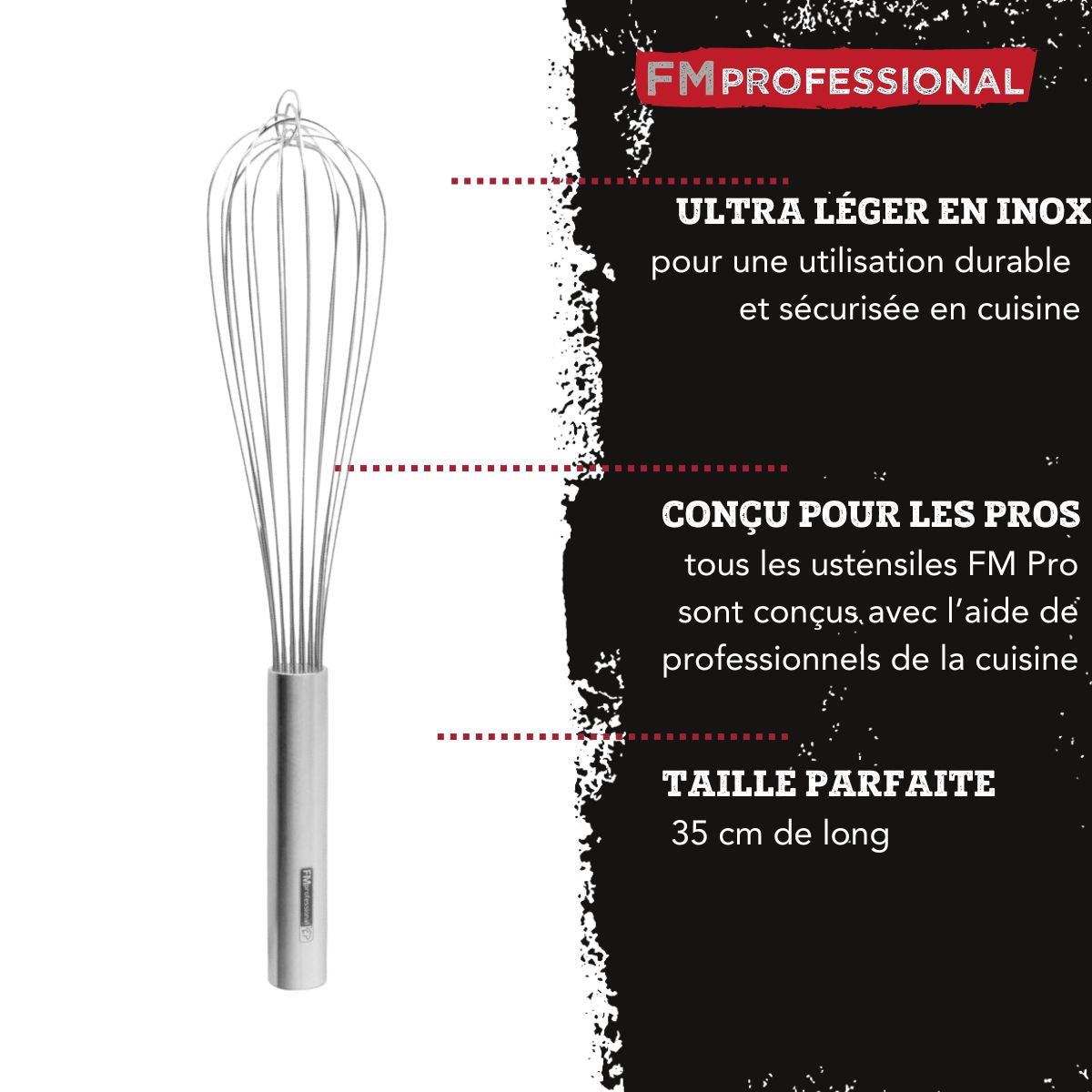 Fouet de cuisine et pâtisserie en inox 35 cm FM Professional - Mathon - 2