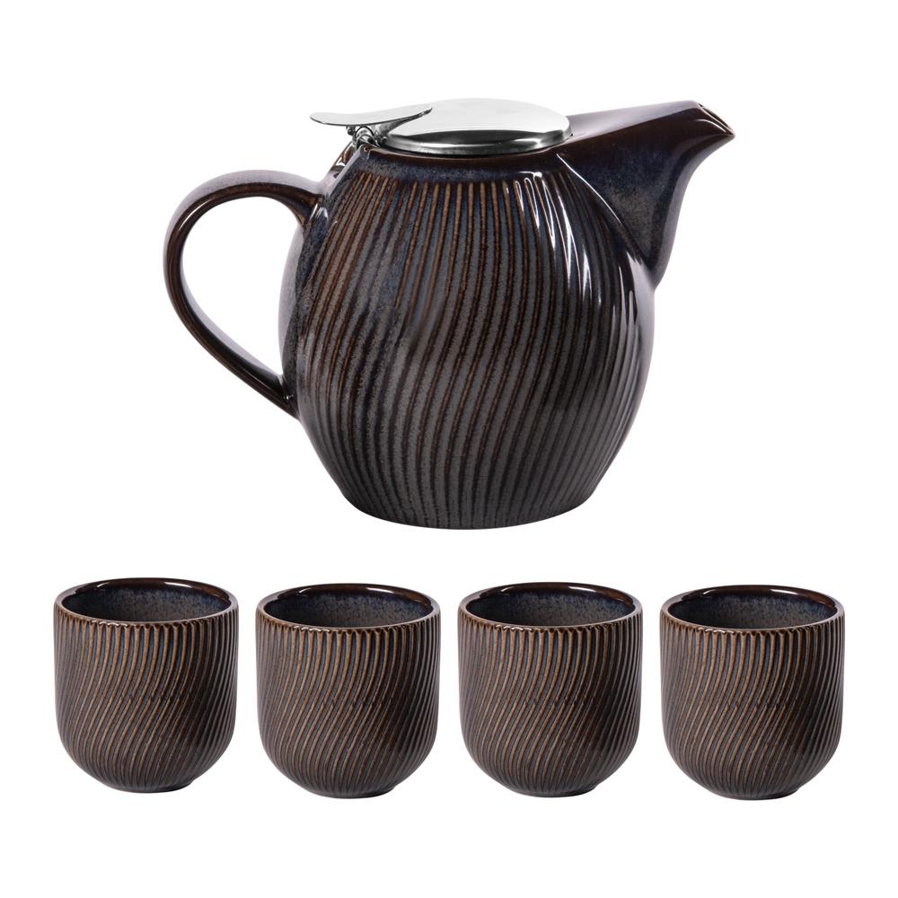 Coffret théière Mao noir 0,9L et 4 gobelets Table passion - Mathon - 1