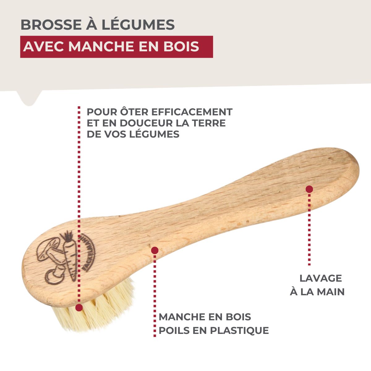 Brosse à légumes en bois  Wood Edition Fackelmann - Mathon - 4