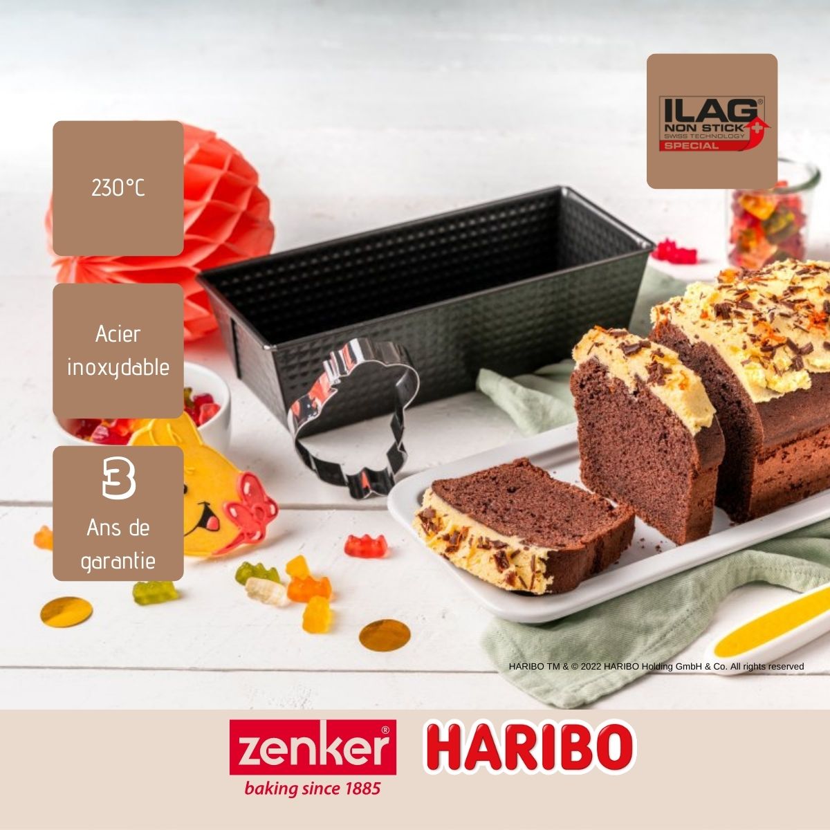 Moule à cake 25 cm avec emporte-pièce Zenker Haribo Zenker - Mathon - 4
