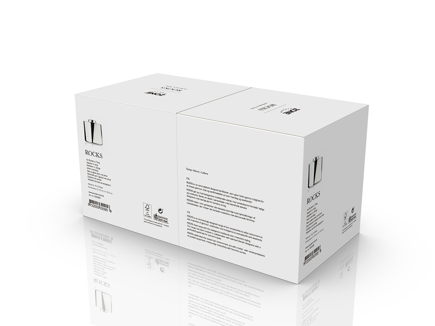 Seau à glace avec pince ROCKS en acier inoxydable Acier poli Zone Denmark - Mathon - 5