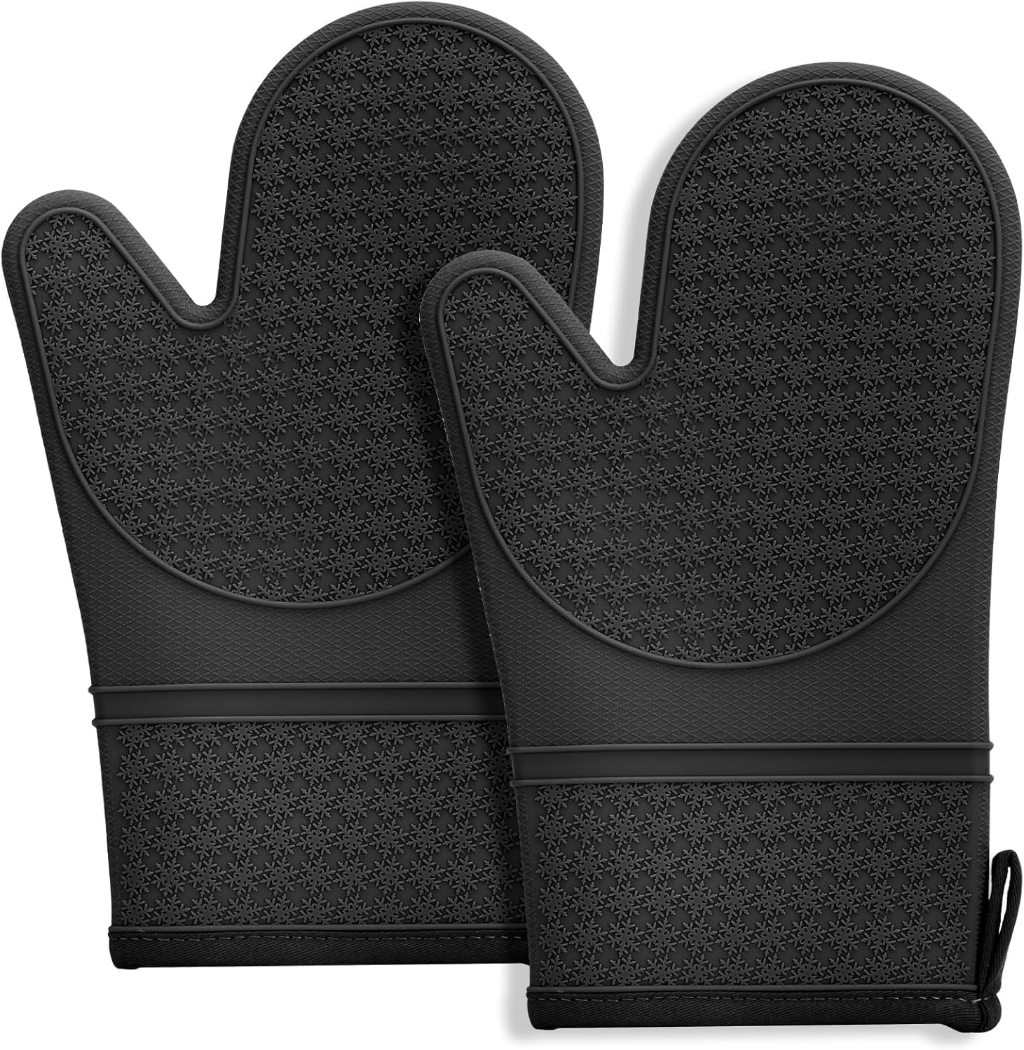 Gants de cuisine en silicone antidérapants 300 °C noir Vendos85 - Mathon