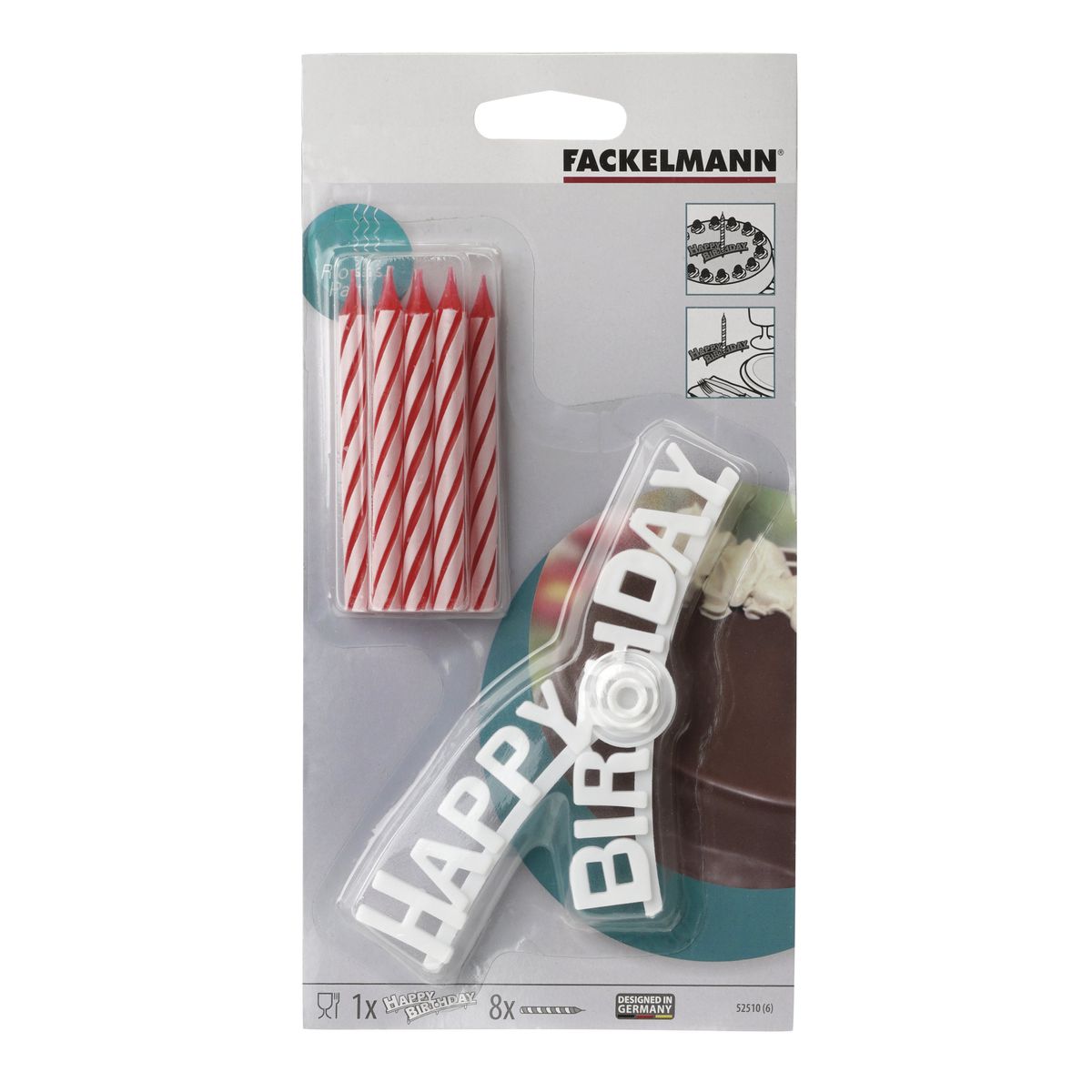 Set support "happy birthday" et 8 bougies d