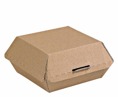 50Pcs - Boite burger carton kraft brun microcannelé  135x125x65mm FirstPack - Mathon - 1