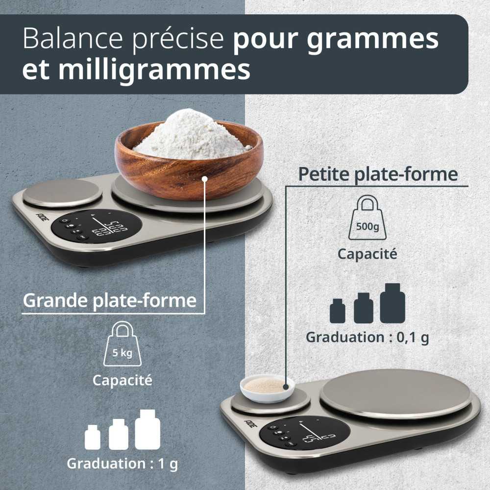 Balance De Cuisine Duo Digitale - Ade - Isabella - Acier Inoxydable/plastique - 23x16,5 Cm - Inclus 3 Piles Aaa ADE - Mathon - 2