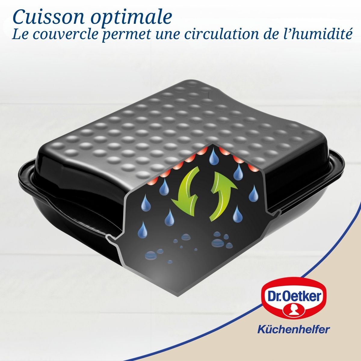 Ensemble de 2 Plats à four avec couvercle en acier émaillé 42 x 34 cm Dr. Oetker Back-Idee Kreativ Dr. Oetker - Mathon - 3