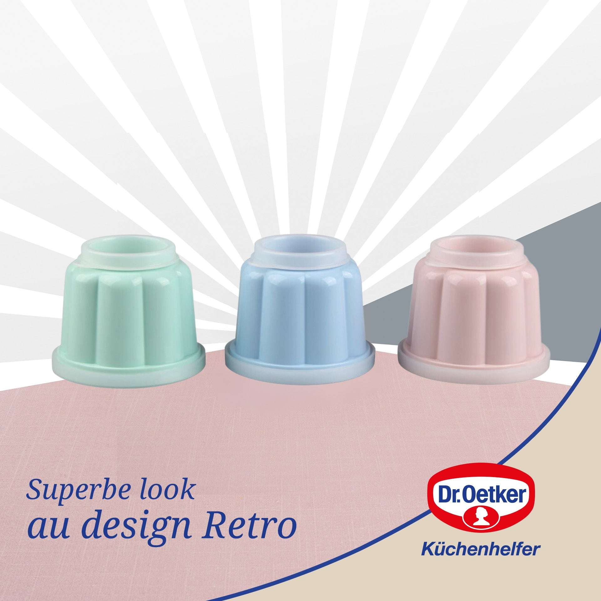 Lot de 6 moules à flans avec couvercle 6,3 x 7,5 cm Dr. Oetker Rétro Dr. Oetker - Mathon - 6