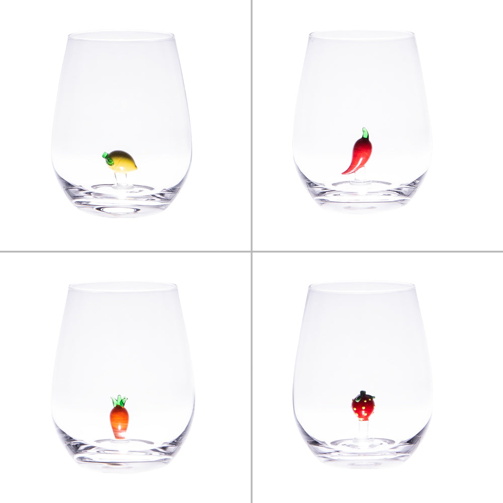 Verre Fantaisie fruits et légumes (lot de 4) Table passion - Mathon