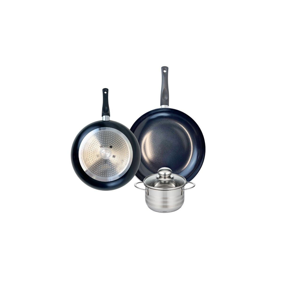 Ensemble de 2 Poêles de cuisson 20 et 24 cm et 1 faitout 12 cm  Prima Brillant Elo - Mathon - 1