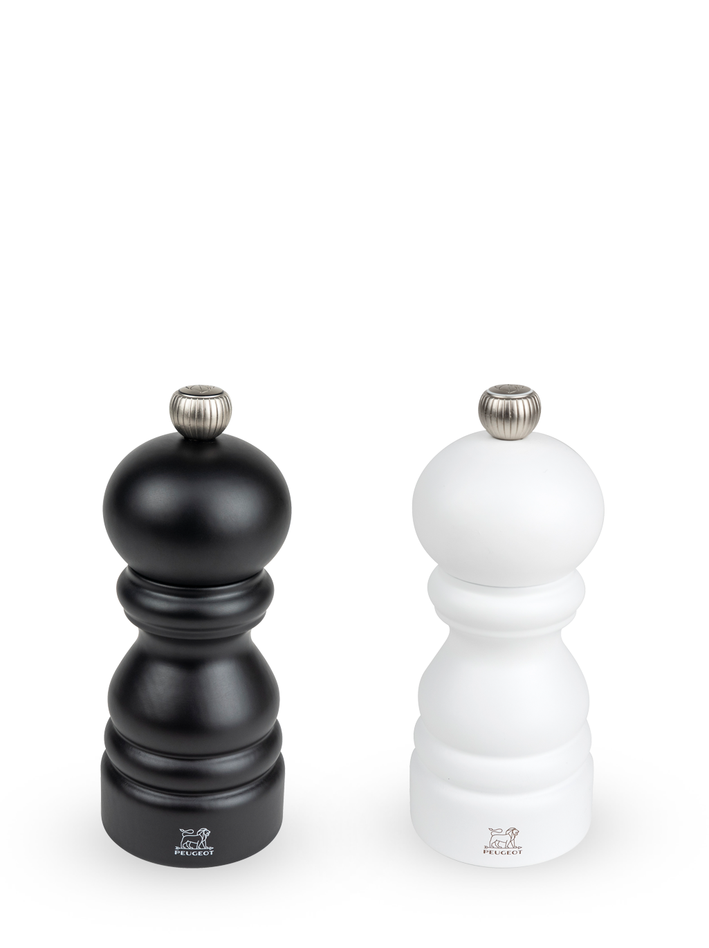 Paris Duo de moulins à poivre et à sel manuels en bois noir mat et blanc mat 12 cm - 4.75" Peugeot - Mathon - 1
