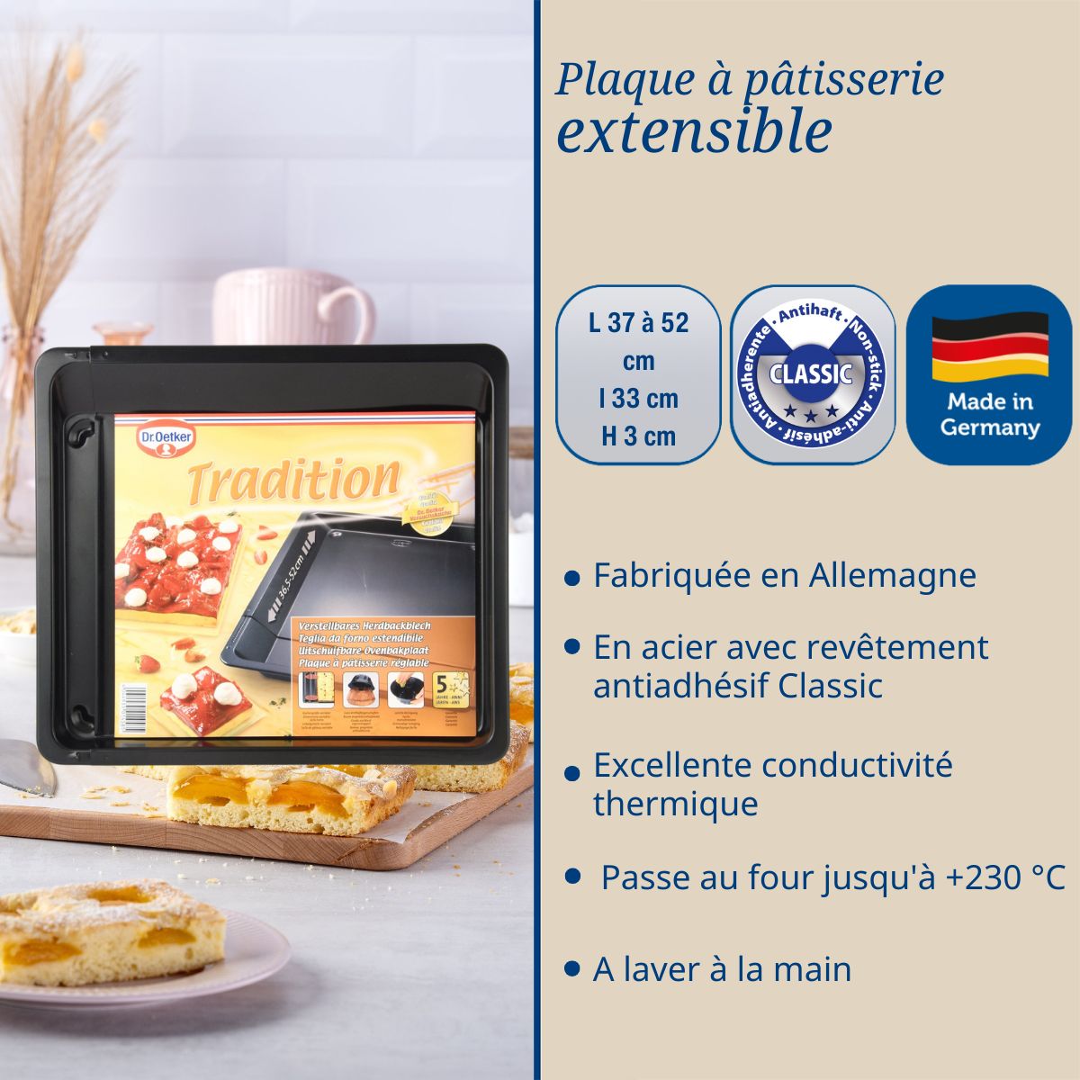 Plaque four extensible 36 à 52 x 33 cm Dr Oetker Tradition Dr. Oetker - Mathon - 3